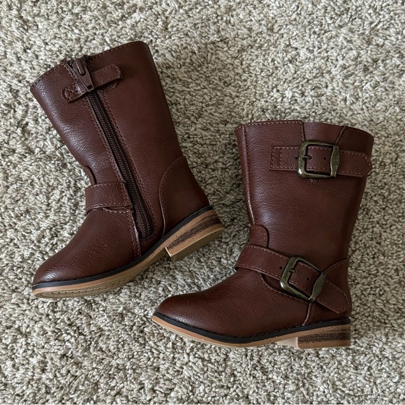 Cat & Jack Brown Boots Toddler Leather Boots Toddler Winter Boots size 5 - Picture 11 of 11